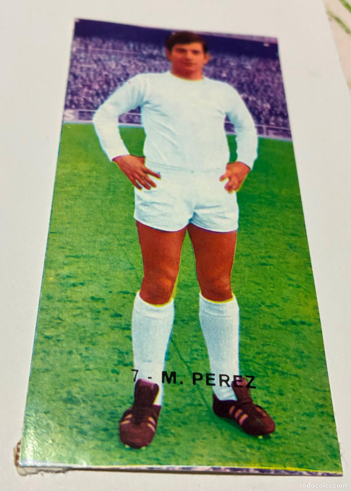 Cromos de F&uacute;tbol: CROMO RUIZ ROMERO 1968-1969 68-69, M.PEREZ, Numero 7, REAL MADRID, TRASERA INVERTIDA, Despegado