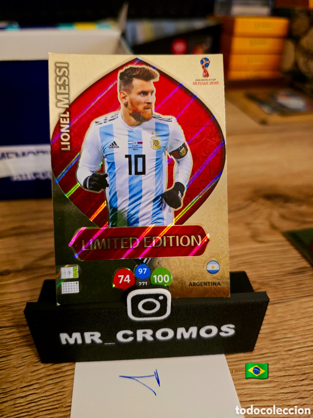 Football Stickers: MESSI ARGENTINA EDICI&Oacute;N LIMITADA ADRENALYN MUNDIAL RUSIA 2018 LIMITED EDITION FIFA WORLD CUP RUSSIA