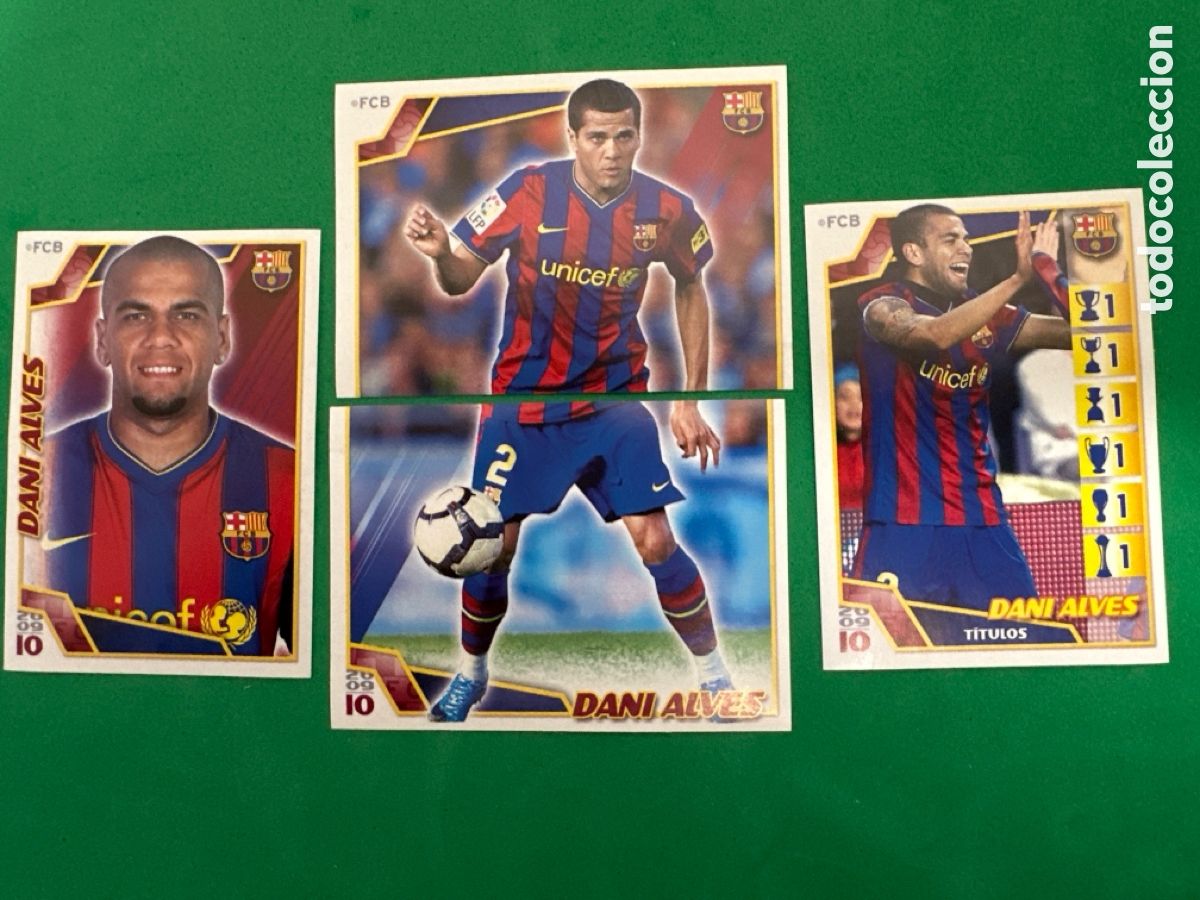 Cartes &agrave; collectionner de Football: 50-51-52-53 DANI ALVES EL BAR&Ccedil;A DE LAS SEIS COPAS F.C.BARCELONA 2008-2009 Panini 08 09 SIN PEGAR