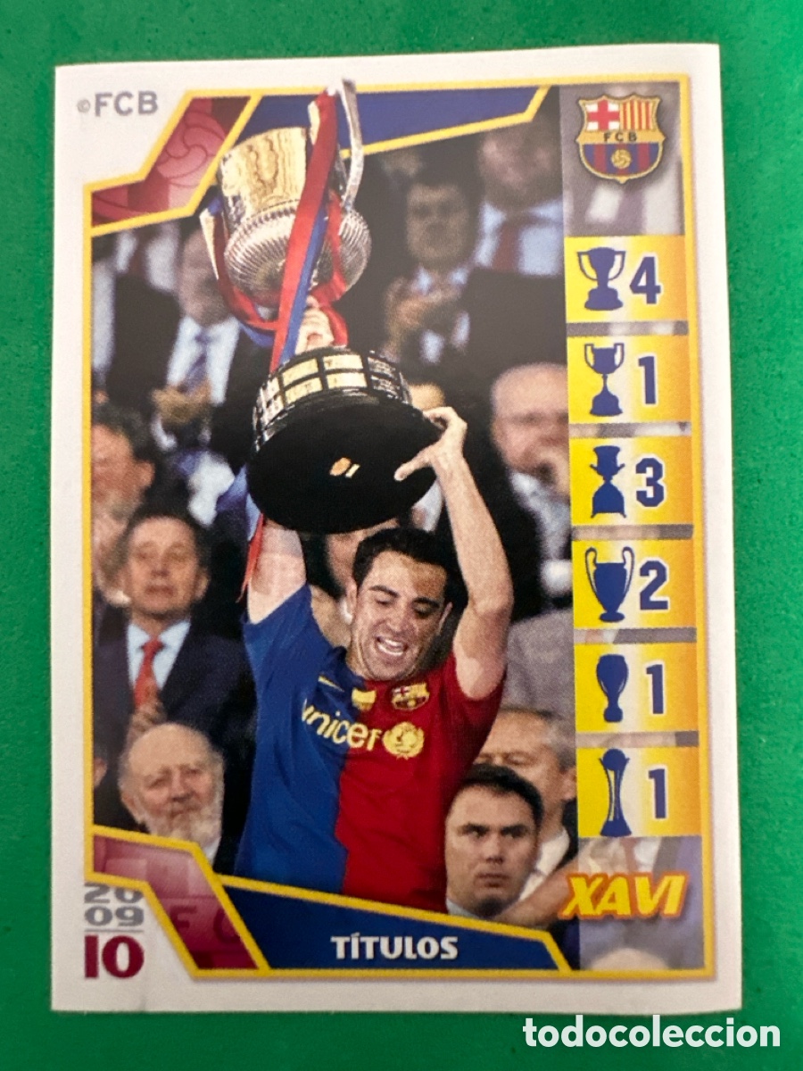 Cartes &agrave; collectionner de Football: 77 XAVI EL BAR&Ccedil;A DE LAS SEIS COPAS F.C.BARCELONA 2008-2009 Panini 08 09 SIN PEGAR