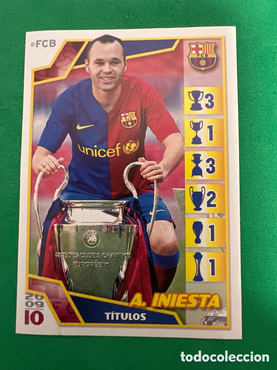 Cartes &agrave; collectionner de Football: 83 INIESTA EL BAR&Ccedil;A DE LAS SEIS COPAS F.C.BARCELONA 2008-2009 Panini 08 09 SIN PEGAR