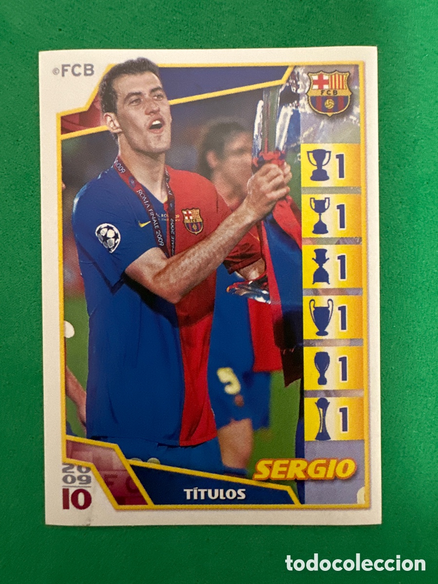 Fu&szlig;ball-Sticker: 125 SERGIO BUSQUETS EL BAR&Ccedil;A DE LAS SEIS COPAS F.C.BARCELONA 2008-2009 Panini 08 09 SIN PEGAR