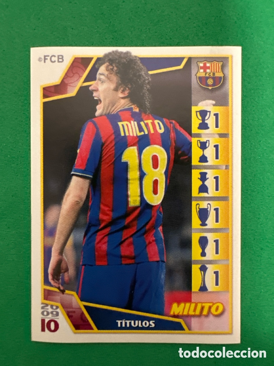 Fu&szlig;ball-Sticker: 137 MILITO EL BAR&Ccedil;A DE LAS SEIS COPAS F.C.BARCELONA 2008-2009 Panini 08 09 SIN PEGAR