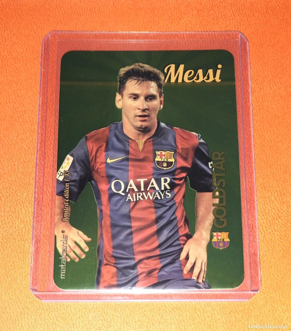 Figurine di Calcio: LIONEL MESSI METALCARDS GOLDSTAR DORADO O BRONCE BARCELONA CARD MUNDICROMO QUIZ 2015 2016 15 16