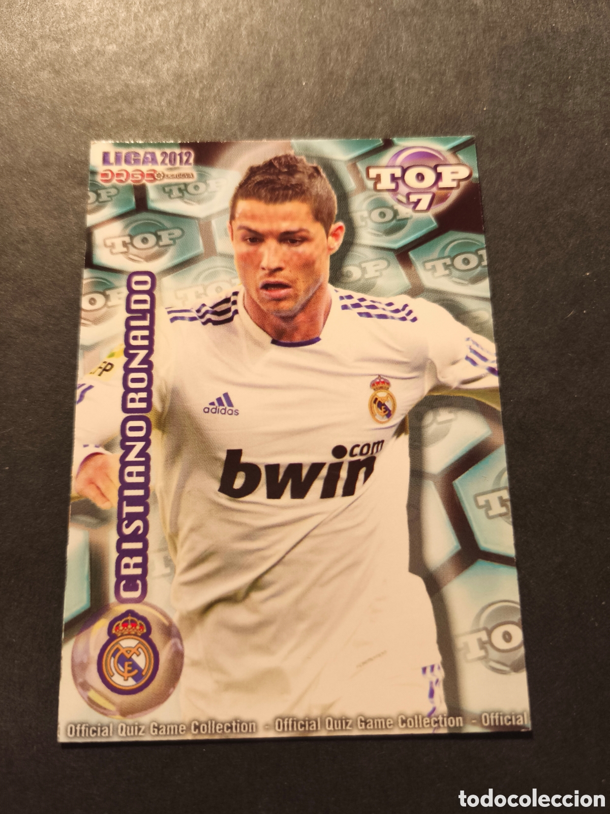 Fu&szlig;ball-Sticker: 596 TOP7 CRISTIANO RONALDO REAL MADRID MUNDICROMO QUIZ GAME 2012 VERSION AZUL MATE