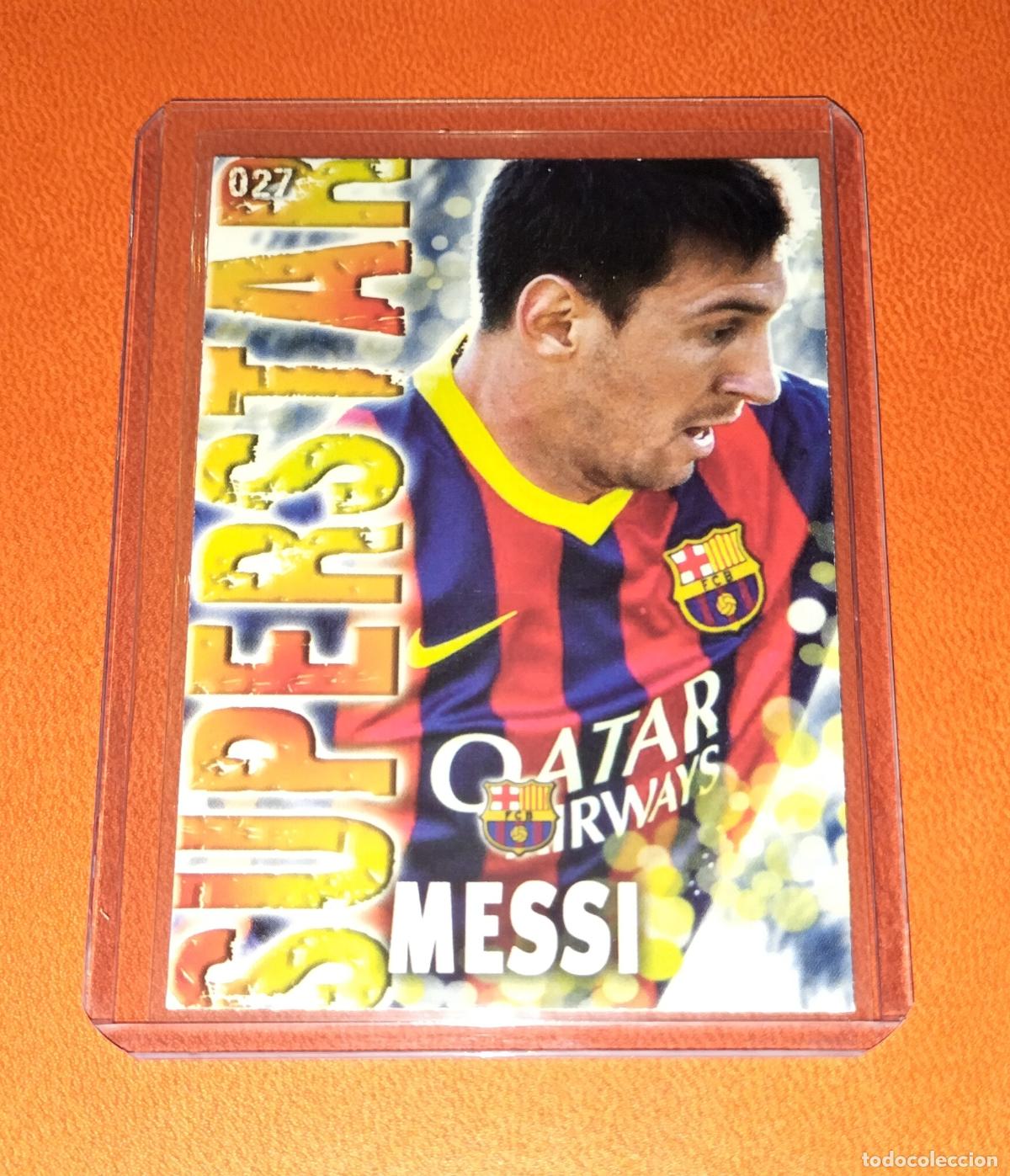 Cromos de F&uacute;tbol: 27 LIONEL MESSI SUPERSTAR VERSION MATE RELIEVE FC BARCELONA CARD MUNDICROMO QUIZ 2013 2014 13 14