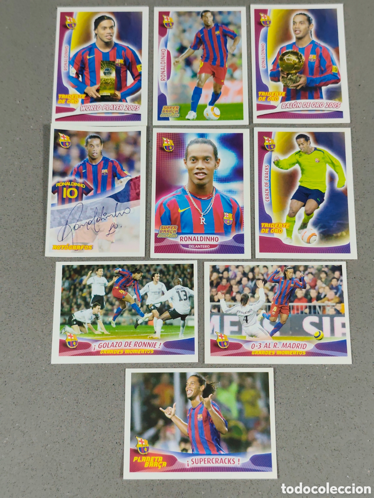 Cromos de F&uacute;tbol: SET COMPLETO 9 CROMOS RONALDINHO SUPER BAR&Ccedil;A 2005 2006 FC BARCELONA COLECCI&Oacute;N OFICIAL