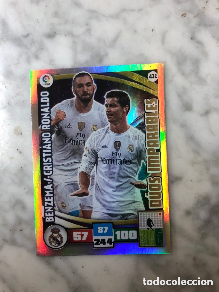 Cromos de F&uacute;tbol: Adrenalyn 2015 2016 d&uacute;os imparables benzema /Ronaldo 432 real Madrid
