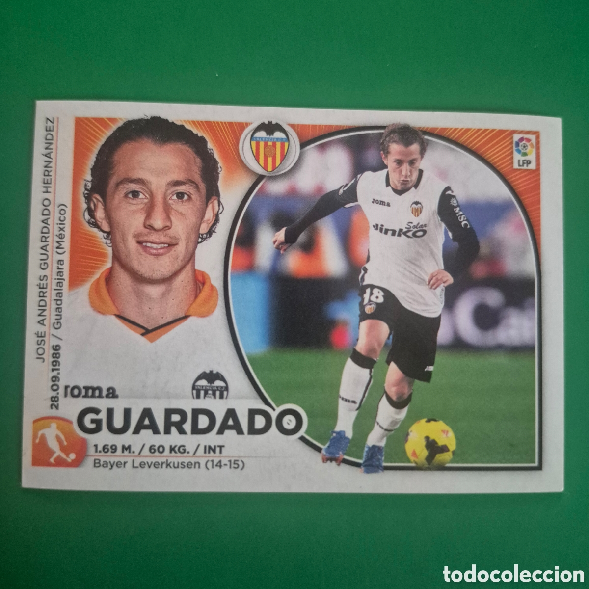 Cromos de f&uacute;tbol: CROMO DE F&Uacute;TBOL GUARDADO N 10 ( VALENCIA ) LIGA ESTE 2014/2015 14-15.