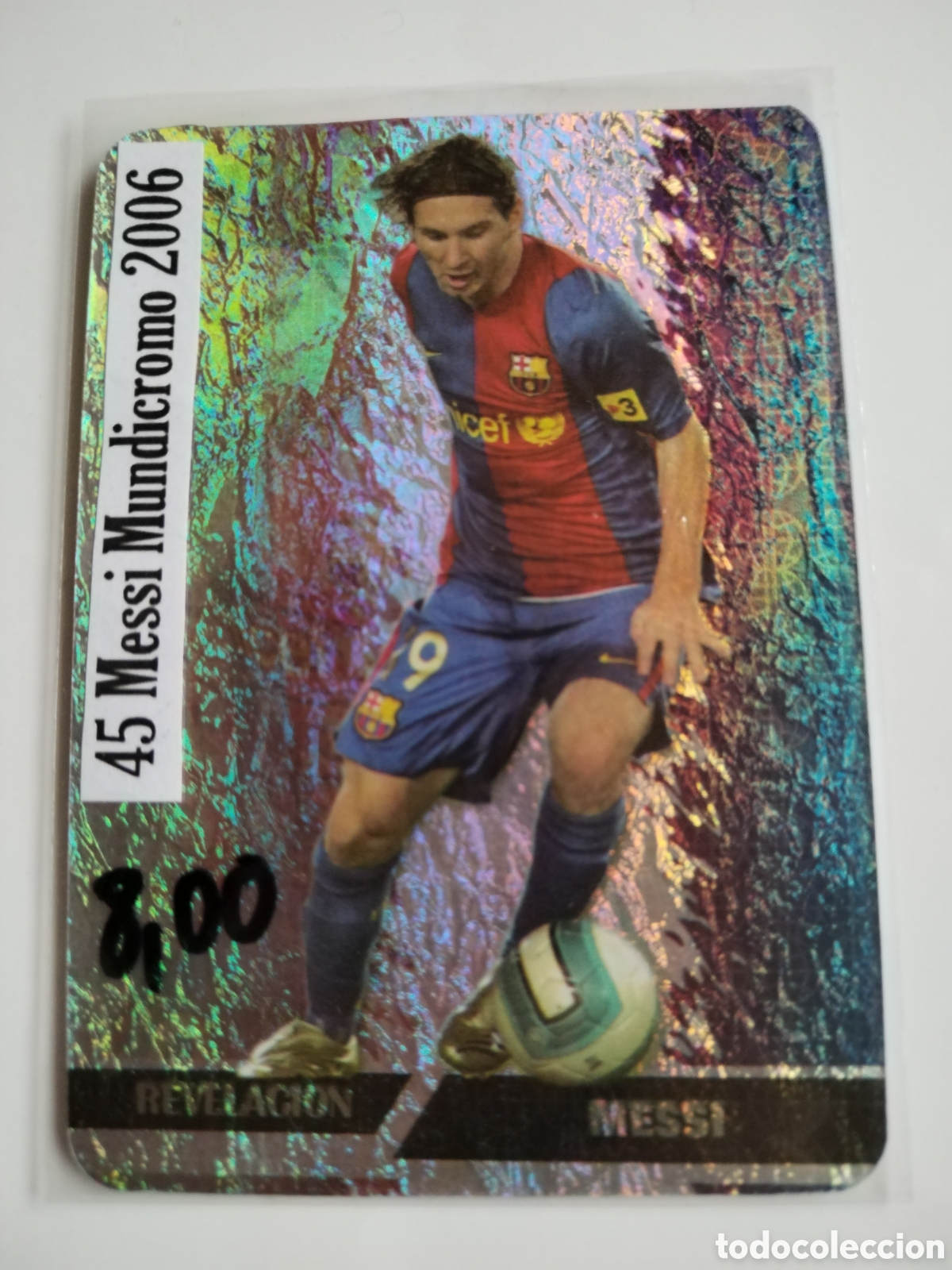Football Stickers: 542 LIONEL MESSI REVELACION JASPEADO FC BARCELONA CARD MUNDICROMO LIGA 2007 2008 07 08