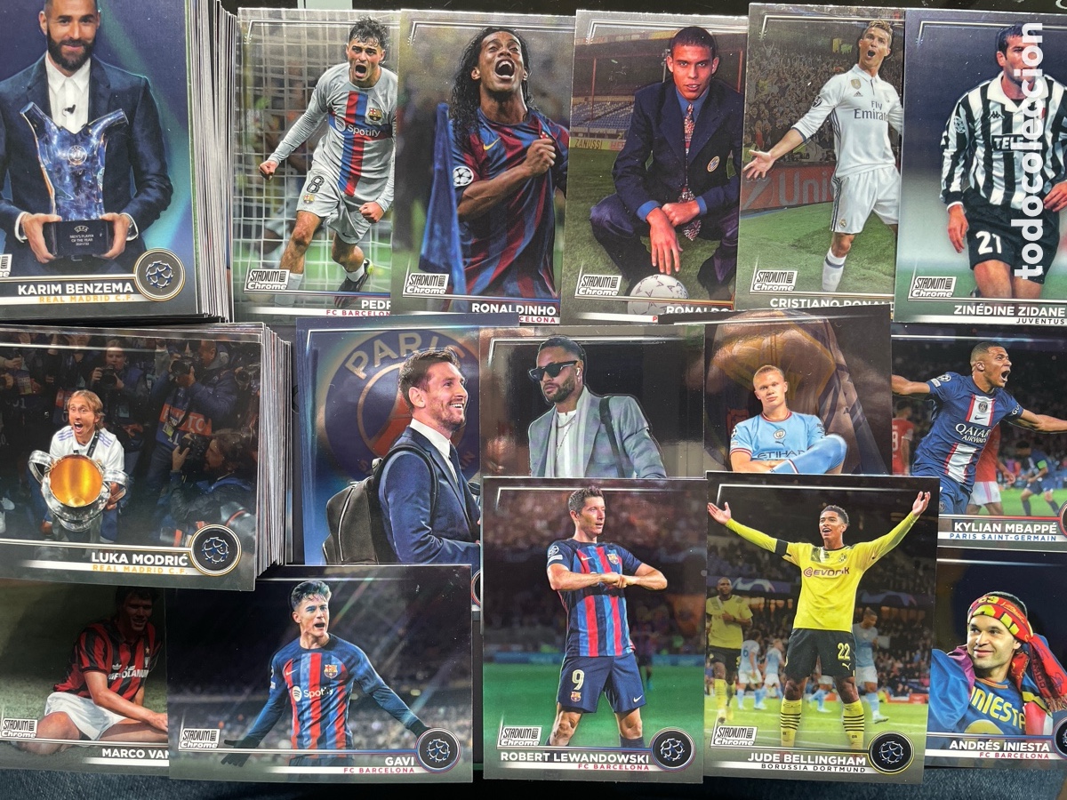 Cromos de F&uacute;tbol: Coleccion Completa Topps Stadium Chrome 2022-23 lote 100 cards 1-100 Messi Mbappe Cristiano Ronaldo