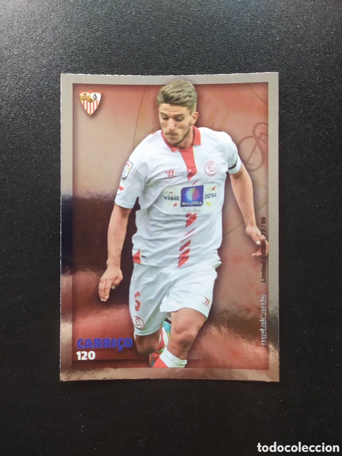 Fu&szlig;ball-Sticker: Mundicromo fichas Liga 2014 2015 14 15 Carrico metalcards limited edition 72/99 n&deg; 120 Sevilla
