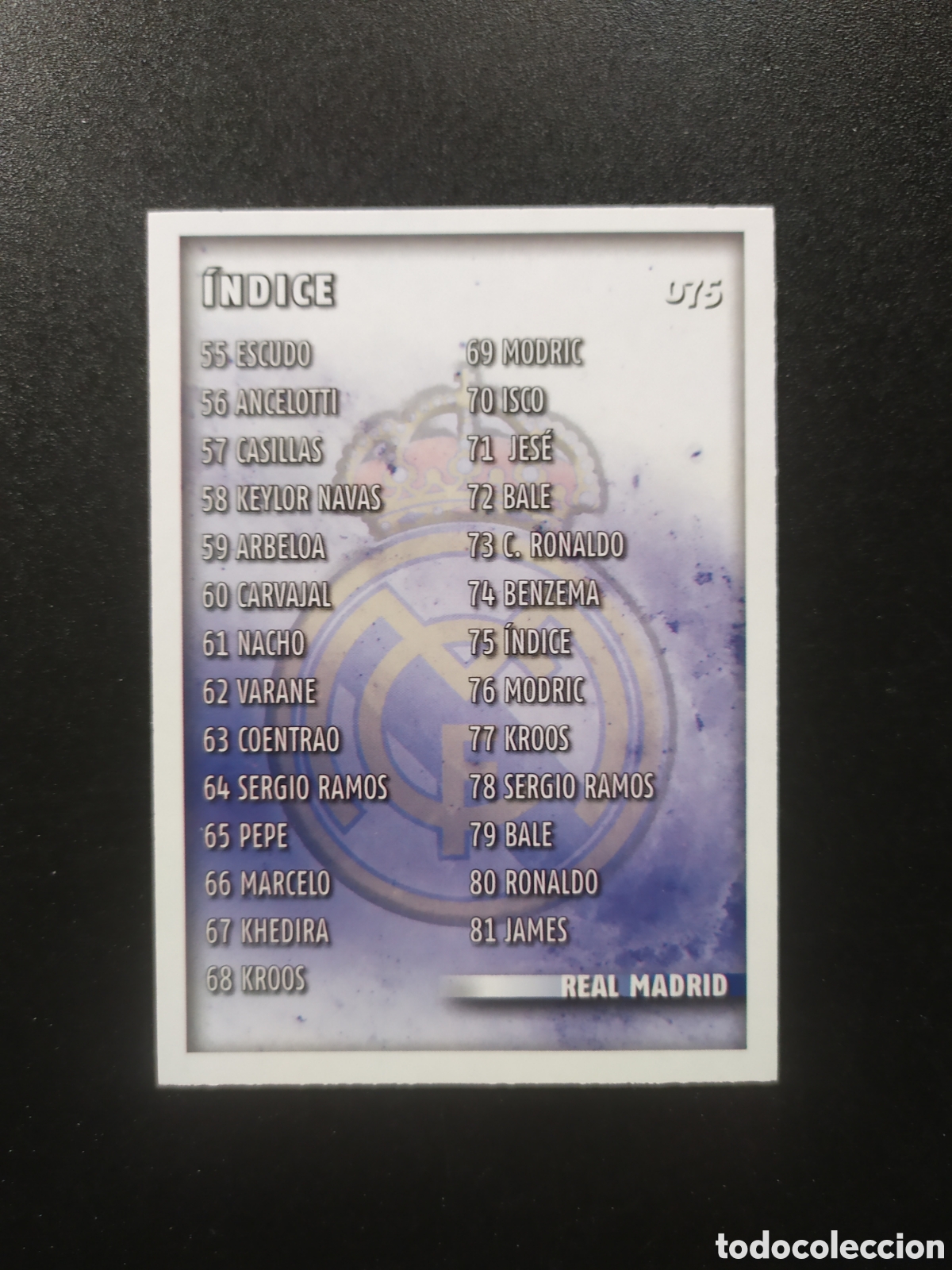 Cartes &agrave; collectionner de Football: Mundicromo fichas Liga 2014 2015 14 15 indice n&deg; 75 Real Madrid