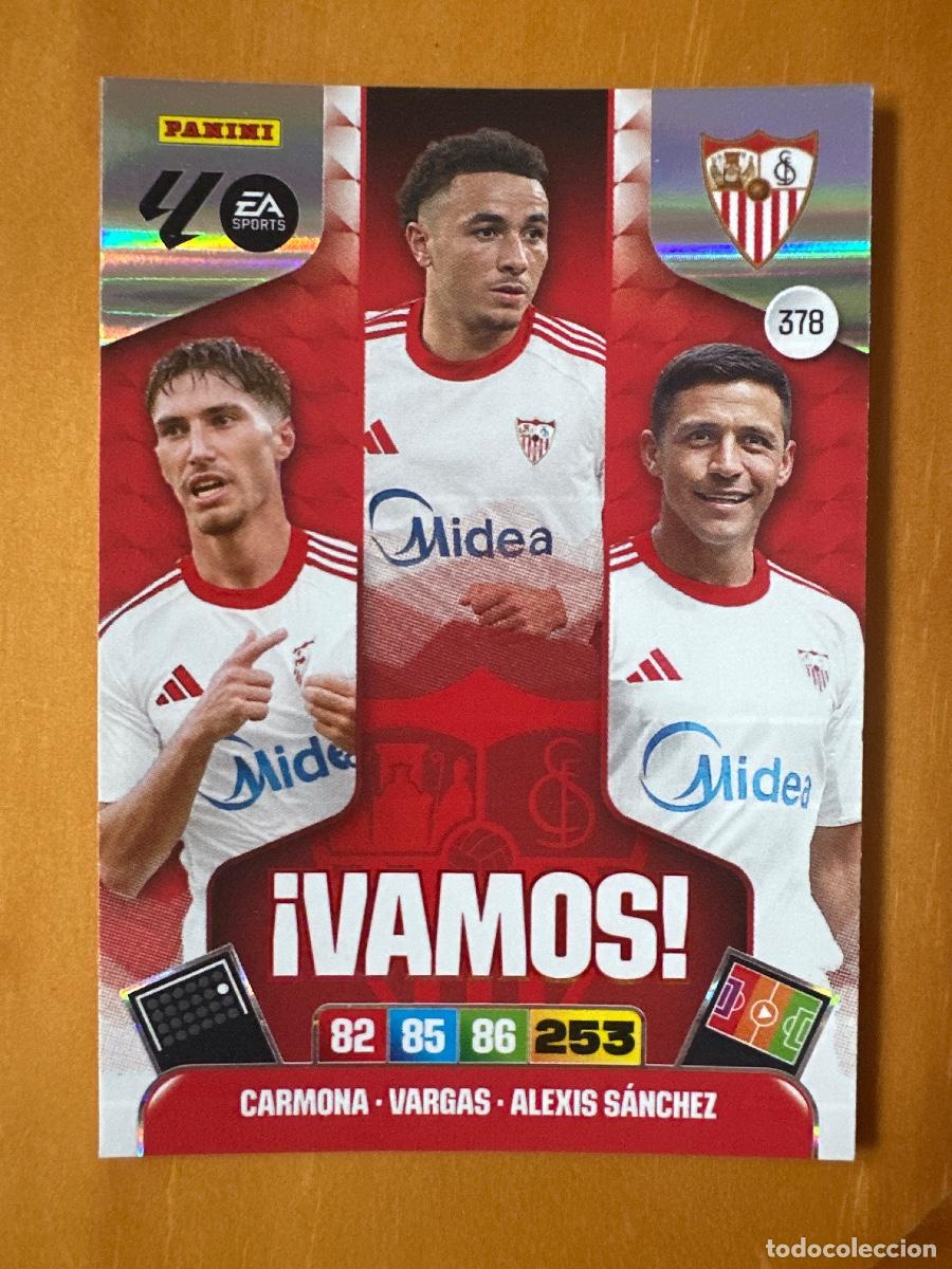 Football Stickers: 378 Carmona, Vargas, Alexis S&aacute;nchez, Sevilla FC, &iexcl;VAMOS! Panini Adrenalyn XL La Liga 2025 2026 25 26