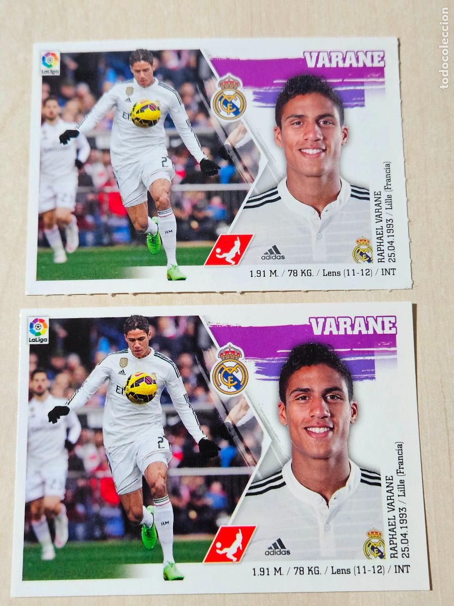 Cromos de F&uacute;tbol: N&ordm; 8 VARANE - ESTE 2015 2016 - 15 16 - CROMO SIN PEGAR - REAL MADRID - DOBLE VERSION