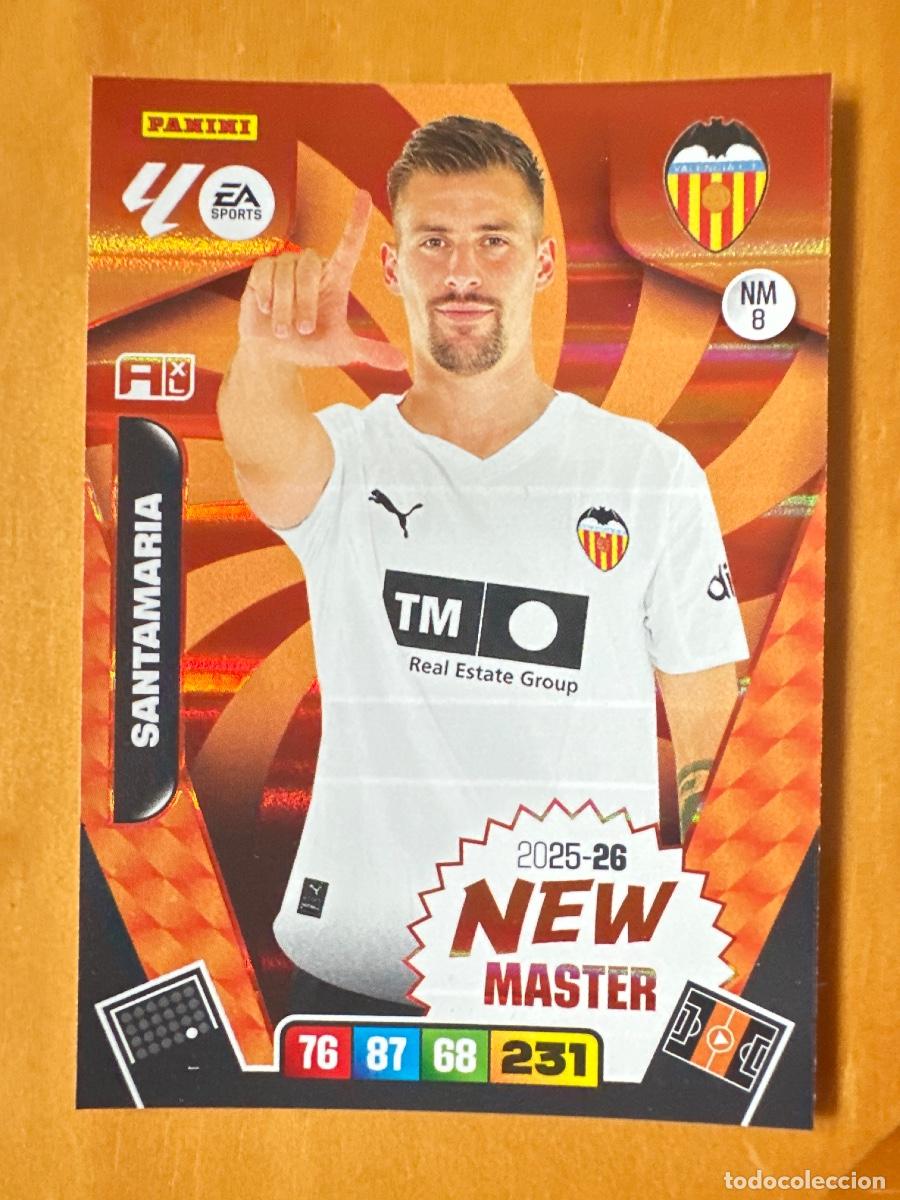 Cromos de F&uacute;tbol: NM 8 Baptiste Santamar&iacute;a, Valencia CF, New Master, Panini Adrenalyn XL La Liga 2025 2026 25 26