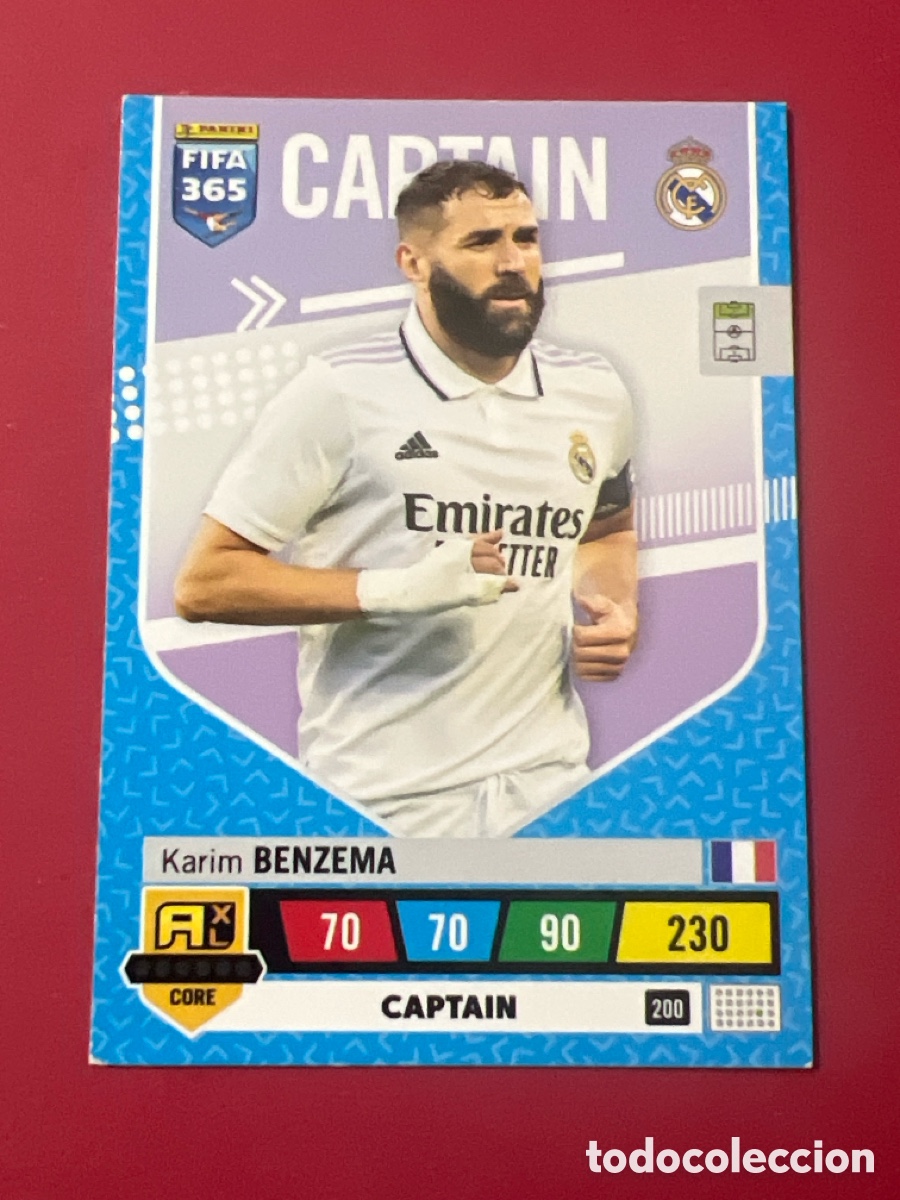Cromos de F&uacute;tbol: C309. N&ordm; 200 Karim Benzema Captain Real Madrid CF Adrenalyn XL FIFA 365 2023