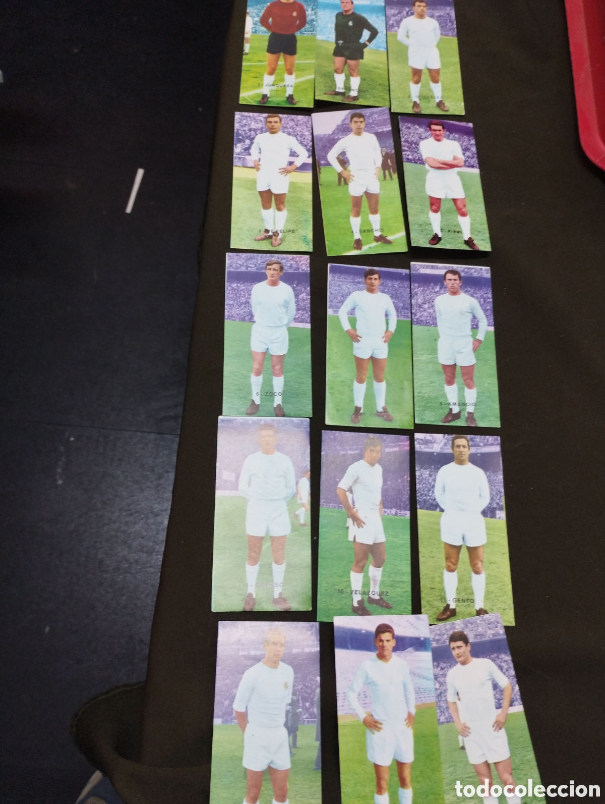 Cromos de F&uacute;tbol: Precioso lote de 15 cromos s&iacute;n pegar del Real Madrid liga 1968 Ruiz Romero