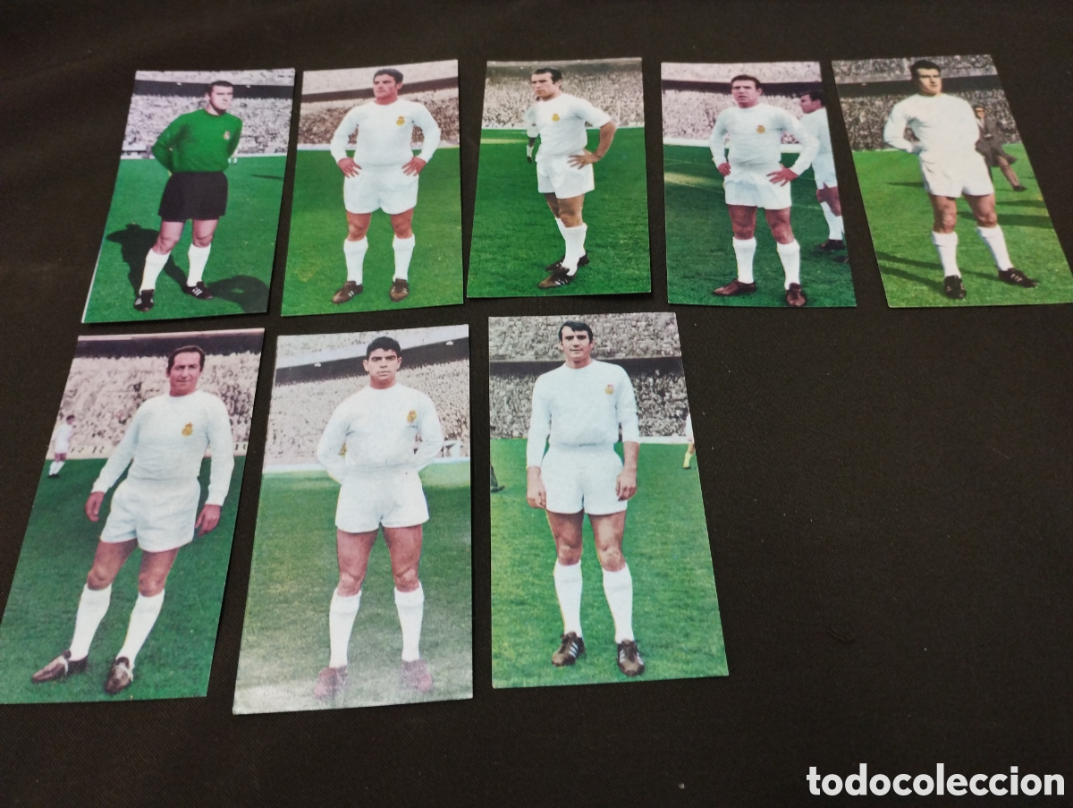 Cromos de F&uacute;tbol: Precioso lote de 8 cromos s&iacute;n pegar del Real Madrid liga 1969 Ruiz Romero
