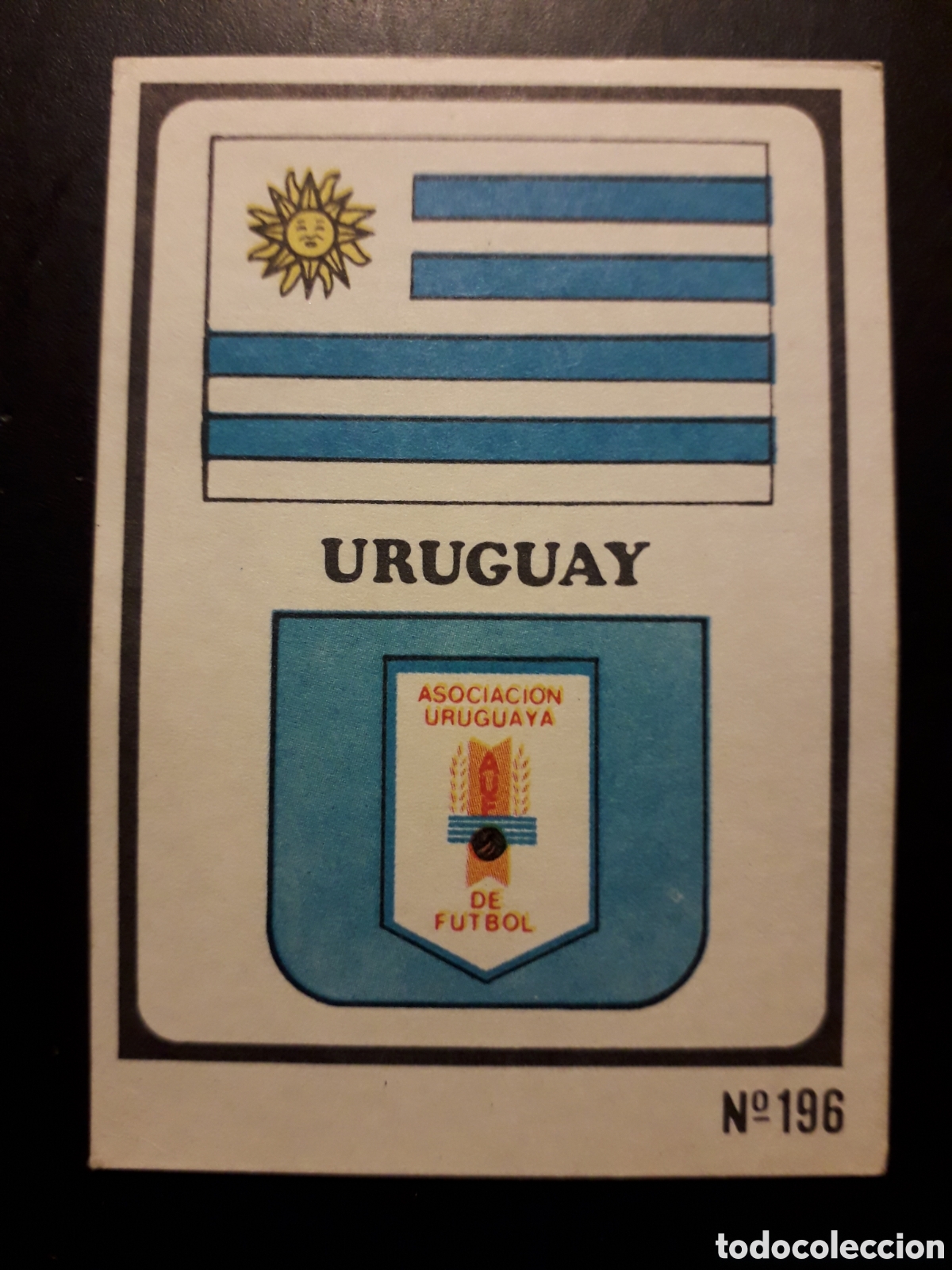 Cromos de F&uacute;tbol: BANDERA ESCUDO URUGUAY N&deg; 196 F&Uacute;TBOL MUNICH 1974 74 RUIZ ROMERO, SIN PEGAR PEDIDO M&Iacute;NIMO 3&euro;
