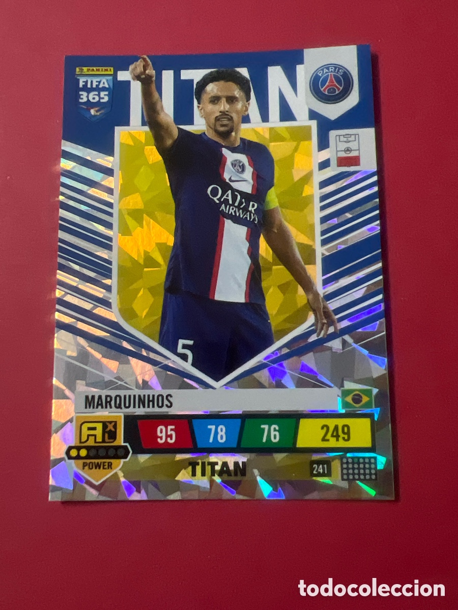 Figurine di Calcio: C380. Cromo n&ordm; 241 MARQUINHOS PSG TITAN. Trading Card ADRENALYN XL FIFA 365. 2022 2023 PANINI