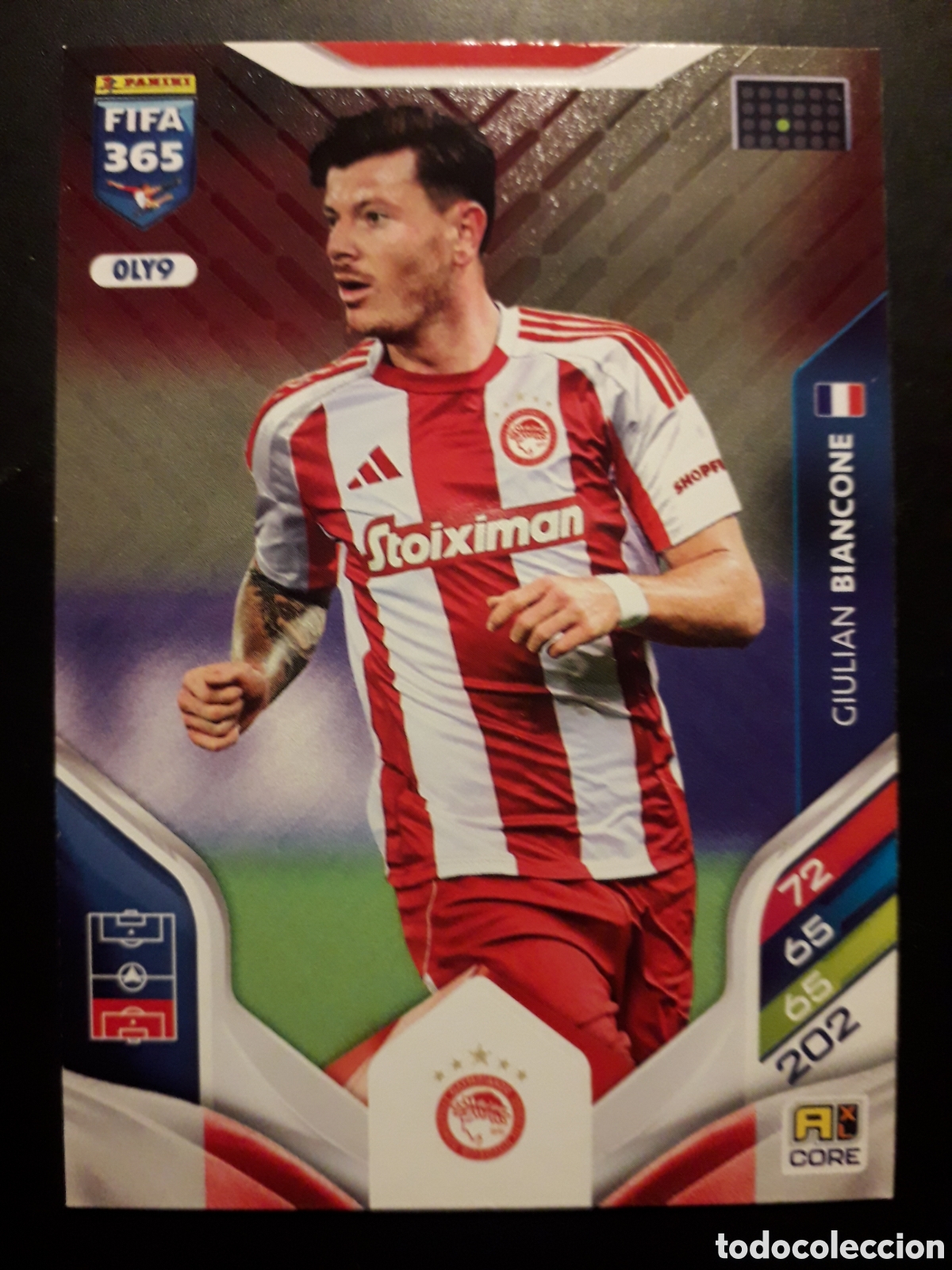 Cromos de f&uacute;tbol: BIANCONE OLIMPIACOS OLY9 B&Aacute;SICA ADRENALYN XL FIFA 365 2026 PEDIDO M&Iacute;NIMO 3&euro;