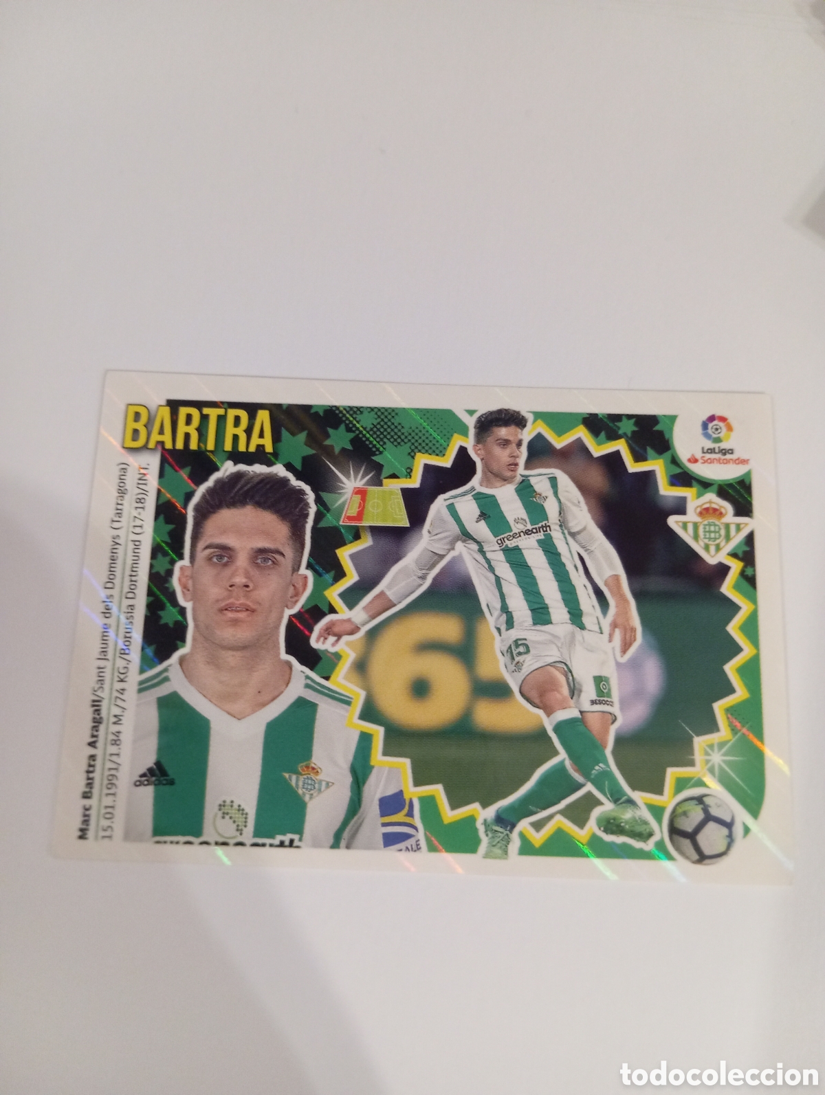 Cromos de F&uacute;tbol: Bartra 6 Betis liga este 18-19 panini 2018 2019