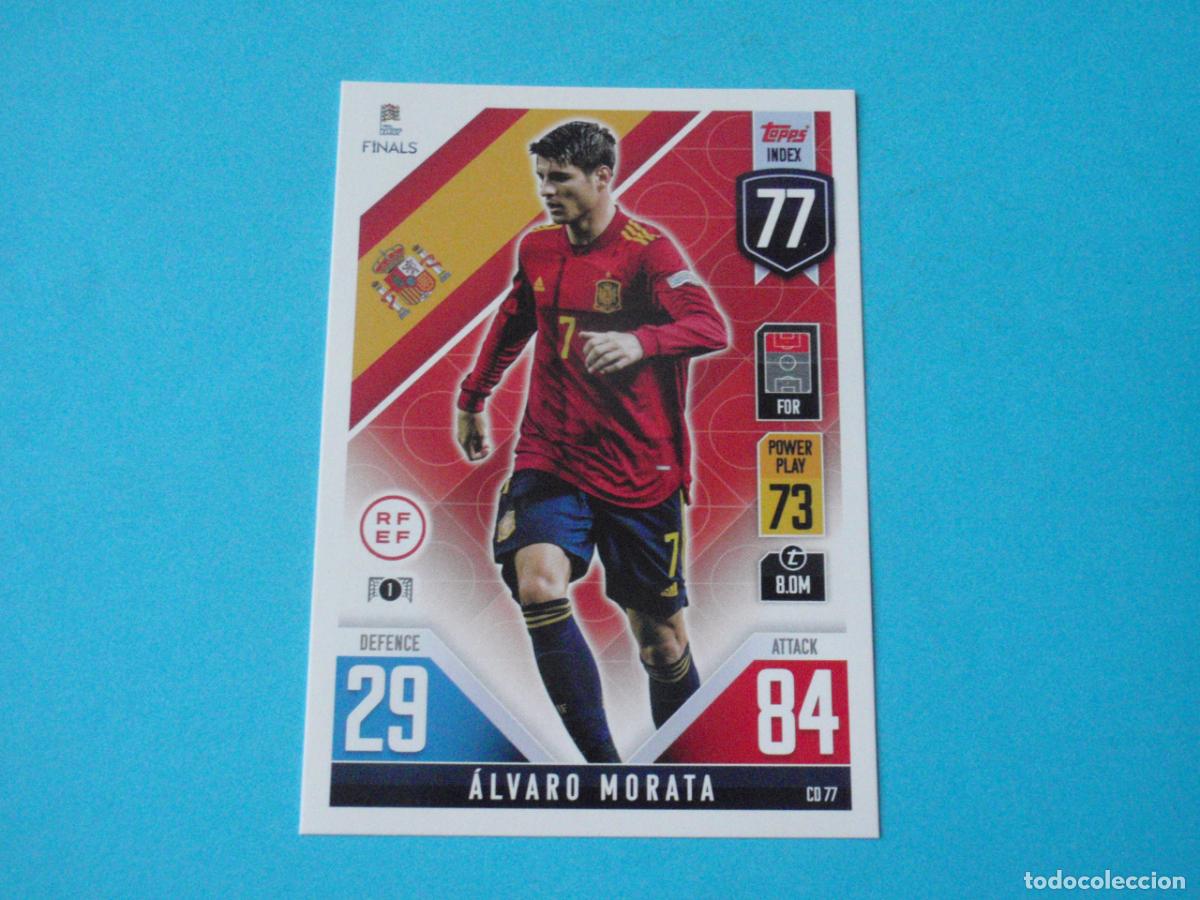 Figurine di Calcio: CD 77 MORATA Espa&ntilde;a Road to Finals UEFA Nations League 2023 Trading Card MATCH ATTAX 101 TOPPS