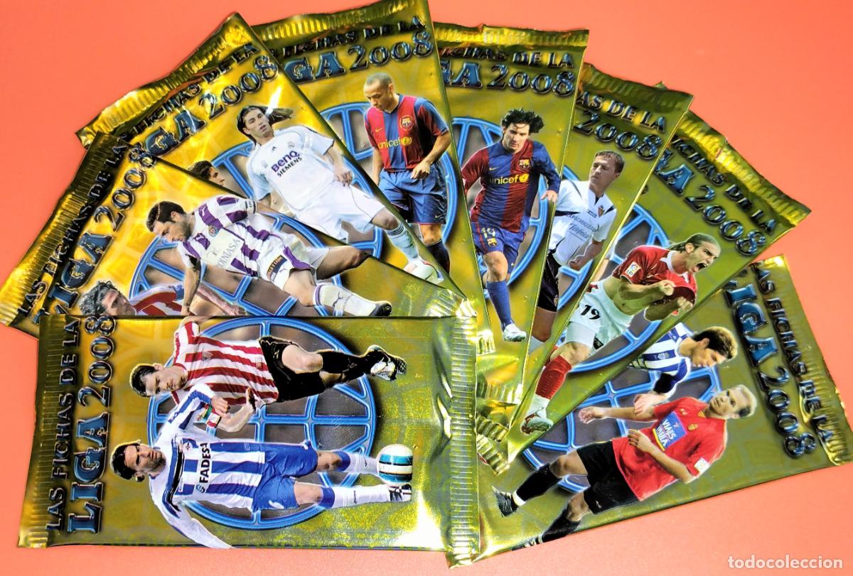 Figurine di Calcio: LOTE 8 SOBRES DIFERENTES SIN ABRIR OPORTUNIDAD MESSI FICHAS DE LA LIGA MUNDICROMO 2007 2008 07 08