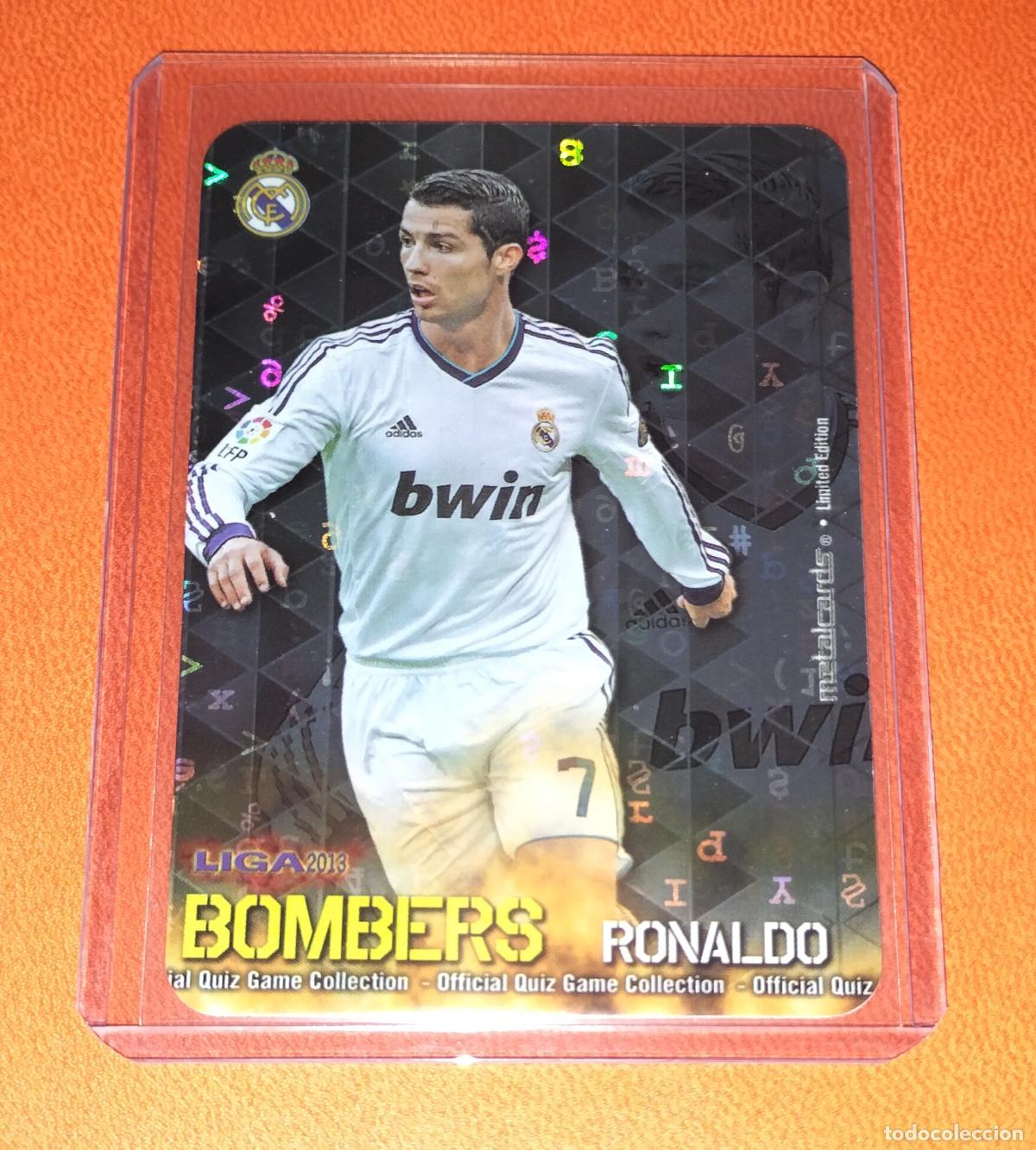 Figurine di Calcio: CRISTIANO RONALDO BOMBERS VERSION LETRAS REAL MADRID CARD MUNDICROMO QUIZ GAME 2012 2013 12 13