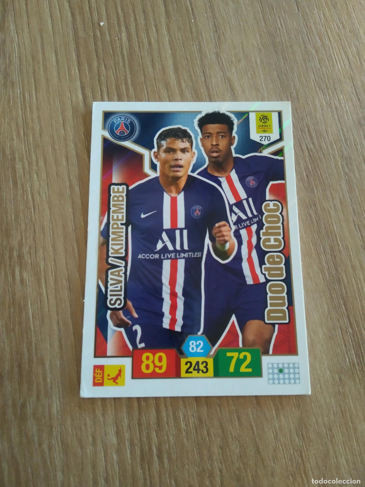 Figurine di Calcio: 270 THIAGO SILVA KIMPEMBE PSG CROMO FUTBOL PANINI LIGUE 1 FOOT 19-20 FRANCIA ADRENALYN 2019-2020