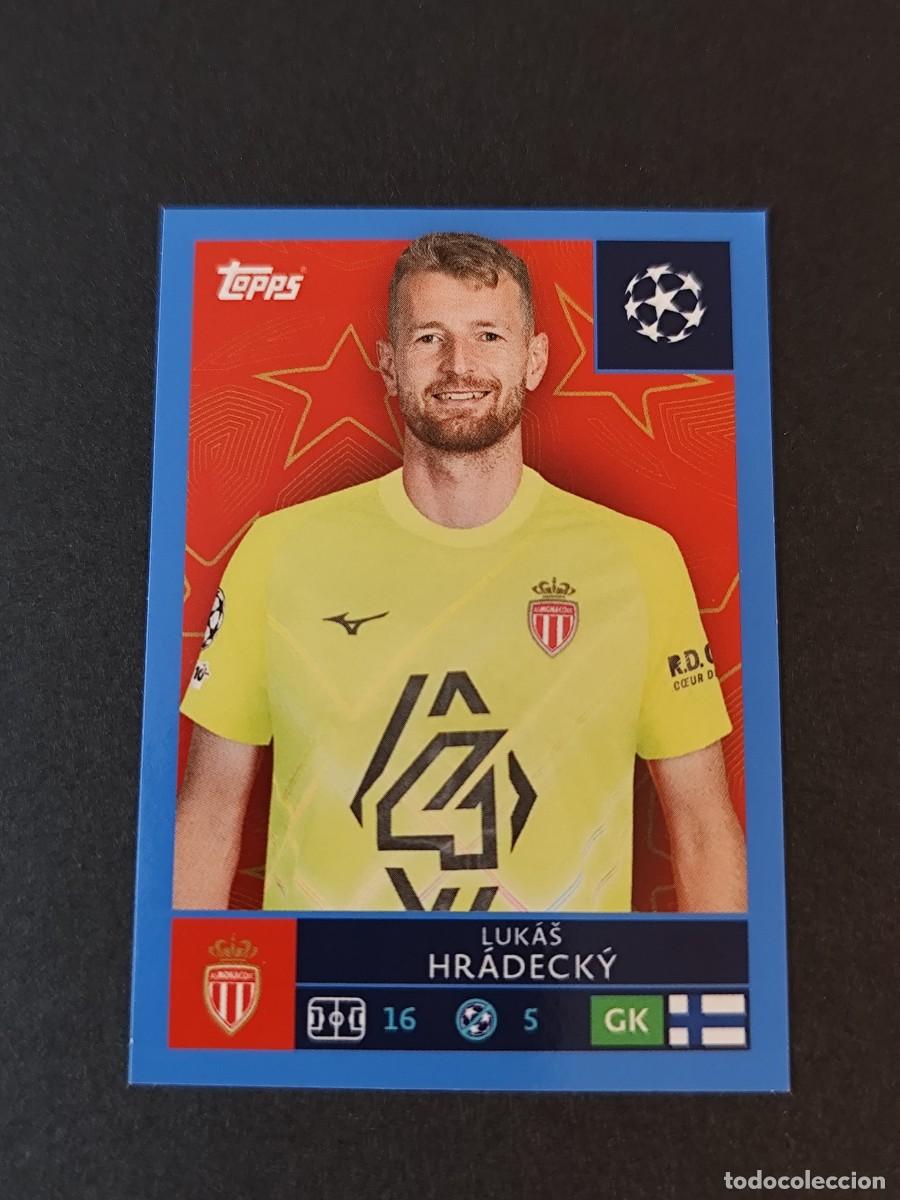 Cromos de F&uacute;tbol: 72 LUCAS HRADECKY MONACO PARALELA AZUL BLUE STICKER CHAMPIONS LEAGUE 2025 2026 25 26 TOPPS