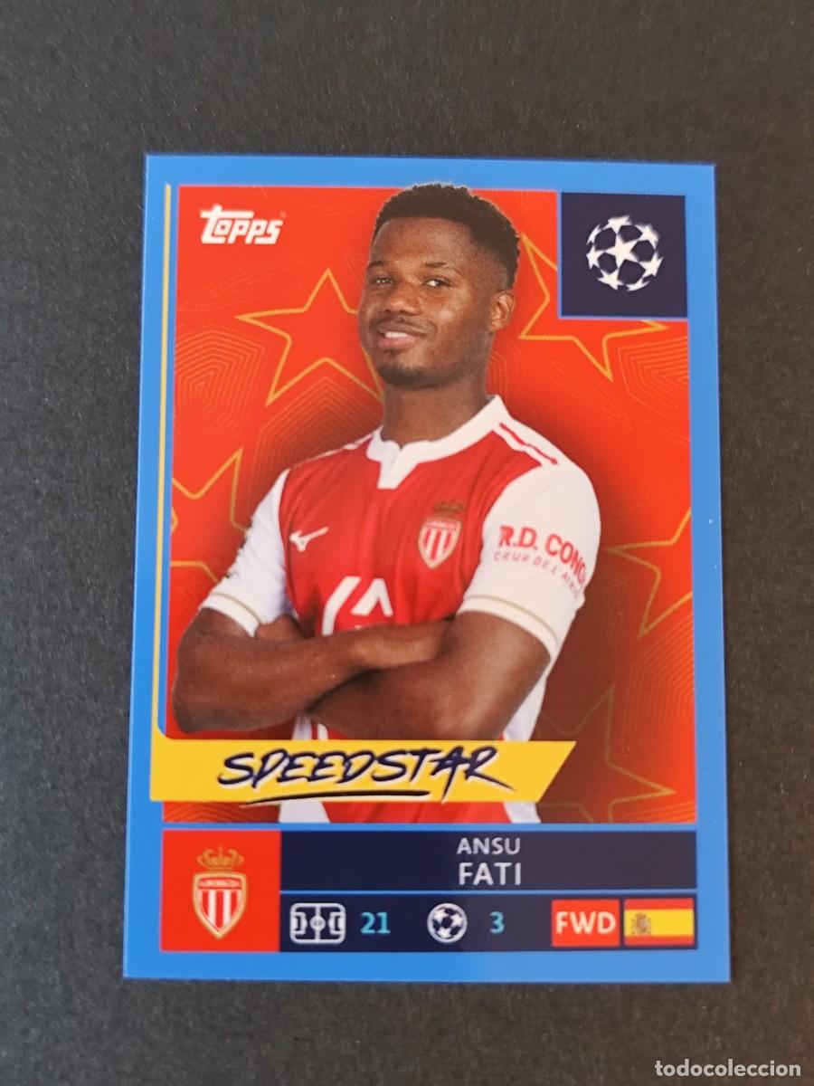 Cartes &agrave; collectionner de Football: 82 ANSU FATI MONACO PARALELA AZUL BLUE STICKER CHAMPIONS LEAGUE 2025 2026 25 26 TOPPS