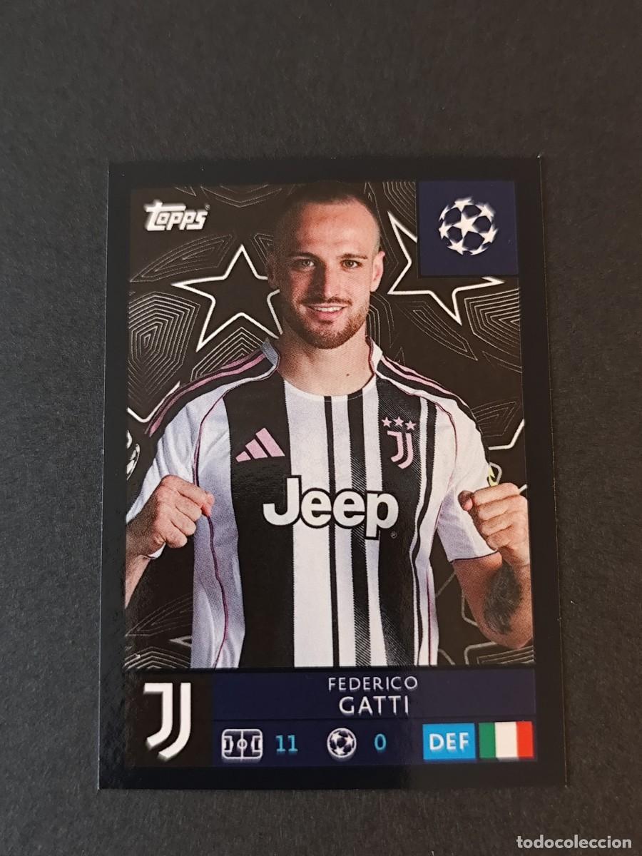 Cartes &agrave; collectionner de Football: 241 FEDERICO GATTI JUVENTUS PARALELA NEGRO BLACK STICKER CHAMPIONS LEAGUE 2025 2026 25 26 TOPPS