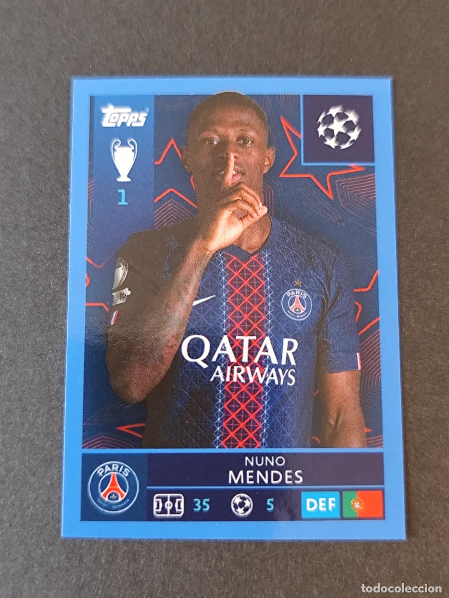 Football Stickers: 358 MENDES PARIS SAINT-GERMAIN PSG PARALELA AZUL BLUE STICKER CHAMPIONS LEAGUE 2025 2026 25 26 TOPPS