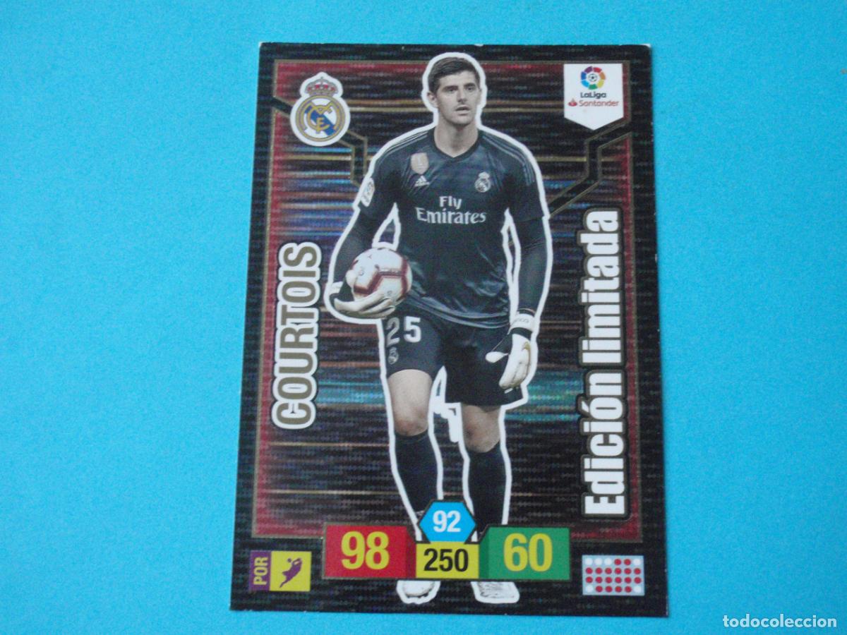 Fu&szlig;ball-Sticker: COURTOIS Real Madrid EDICI&Oacute;N LIMITADA. Trading card Adrenalyn Liga 2018 2019 Panini 18 19
