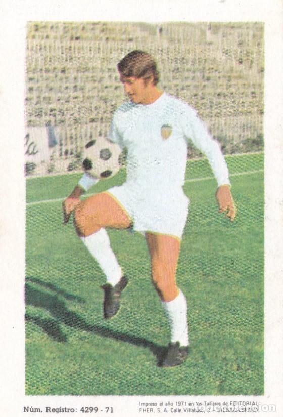 Figurine di Calcio: SOL, VALENCIA CF, 1971/1972, ED FHER, SIN PEGAR (CROMO DE CARTON)
