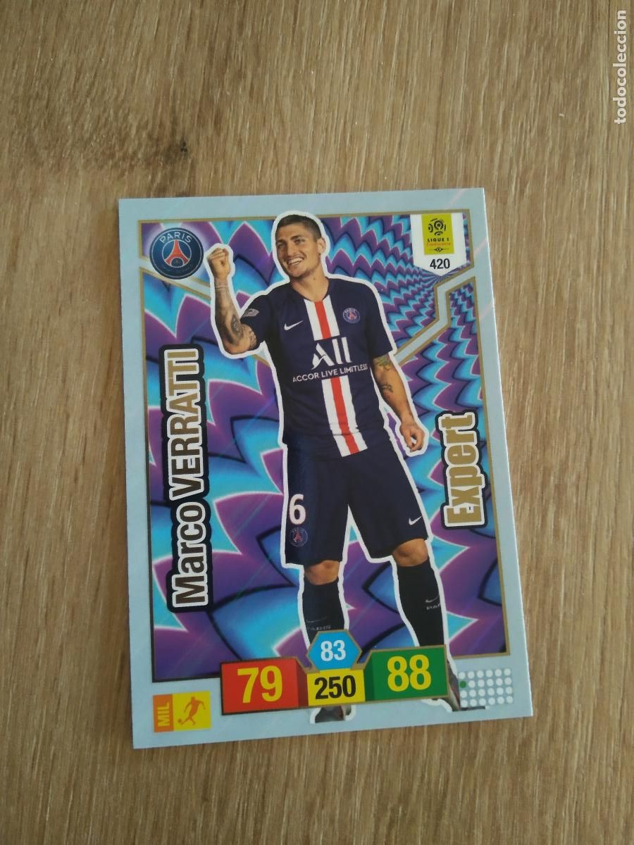 Figurine di Calcio: 420 VERRATTI PARIS SAINT GERMAIN CROMO FUTBOL PANINI LIGUE 1 FOOT 19-20 FRANCIA ADRENALYN 2019-2020