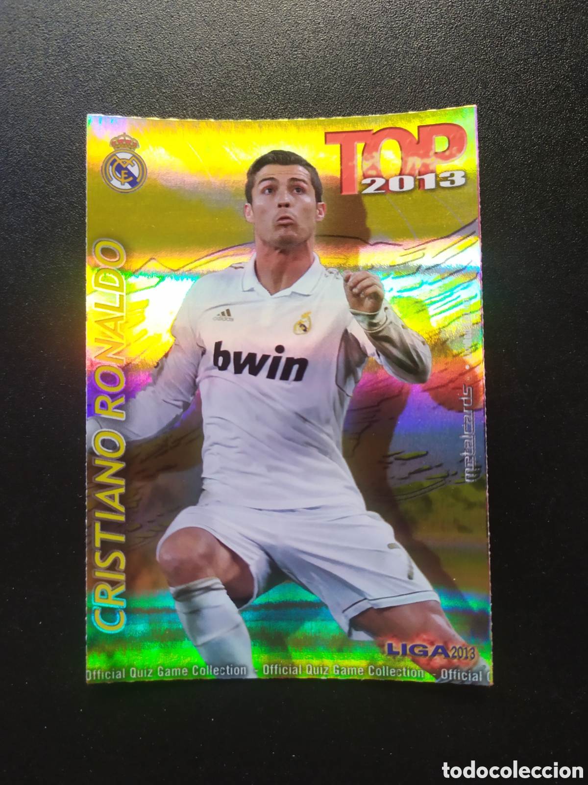 Cromos de F&uacute;tbol: Mundicromo fichas liga 2012 2013 12 13 Cristiano Ronaldo top brillo dorado rayas n&deg; 631 Real Madrid