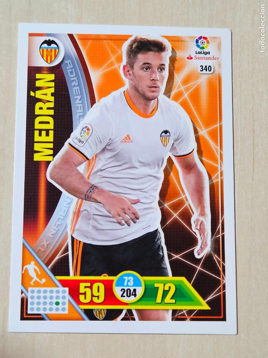 Football Stickers: FICHA N&ordm; 340 MEDRAN - ADRENALYN 16 17 - PANINI 2016 - 17 - CROMO - VALENCIA
