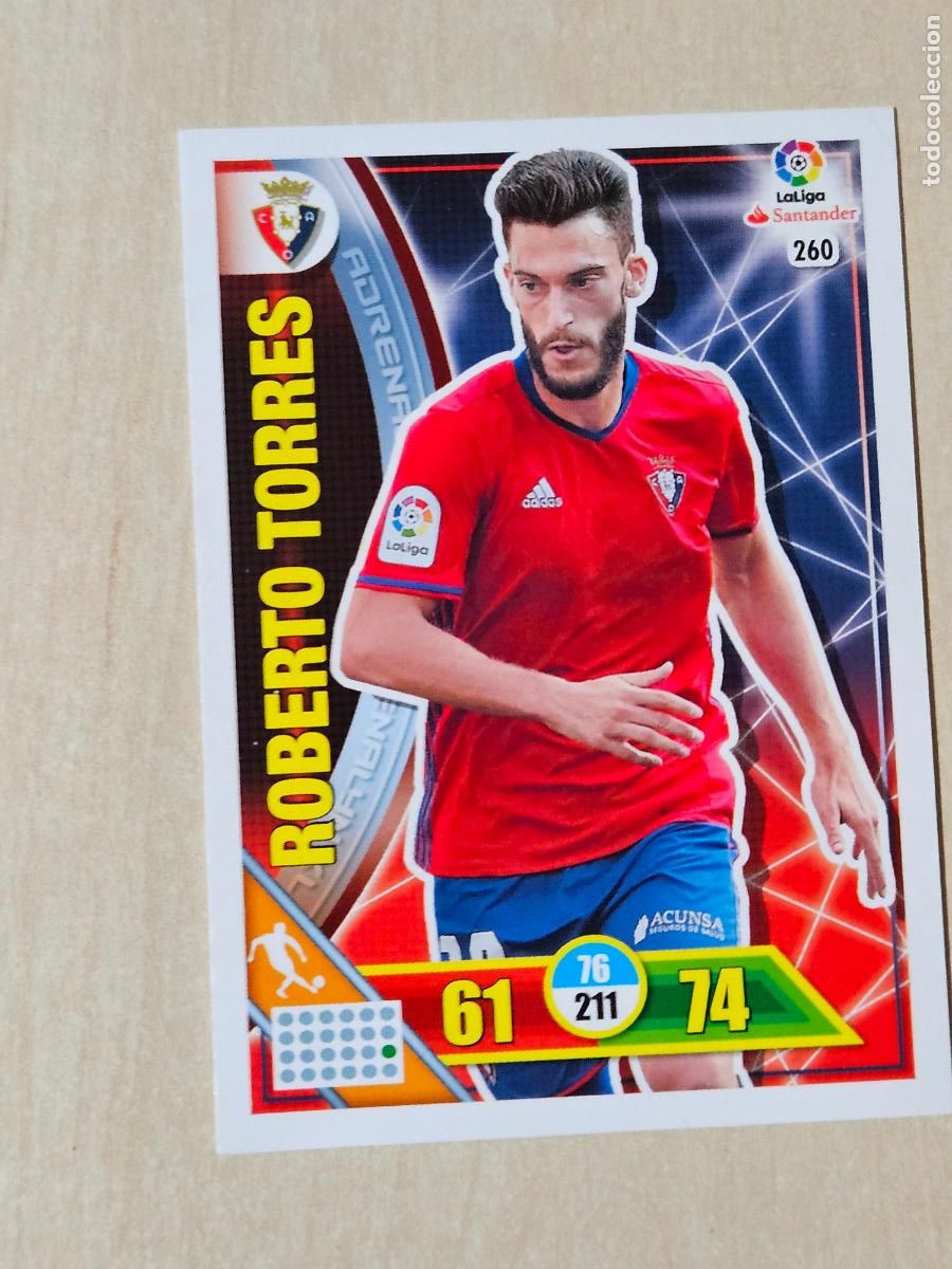 Football Stickers: FICHA N&ordm; 260 ROBERTO TORRES - ADRENALYN 16 17 - PANINI 2016 - 17 - CROMO - OSASUNA