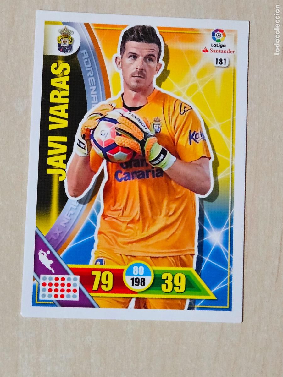 Football Stickers: FICHA N&ordm; 181 JAVI VARAS - ADRENALYN 16 17 - PANINI 2016 - 17 - CROMO - LAS PALMAS