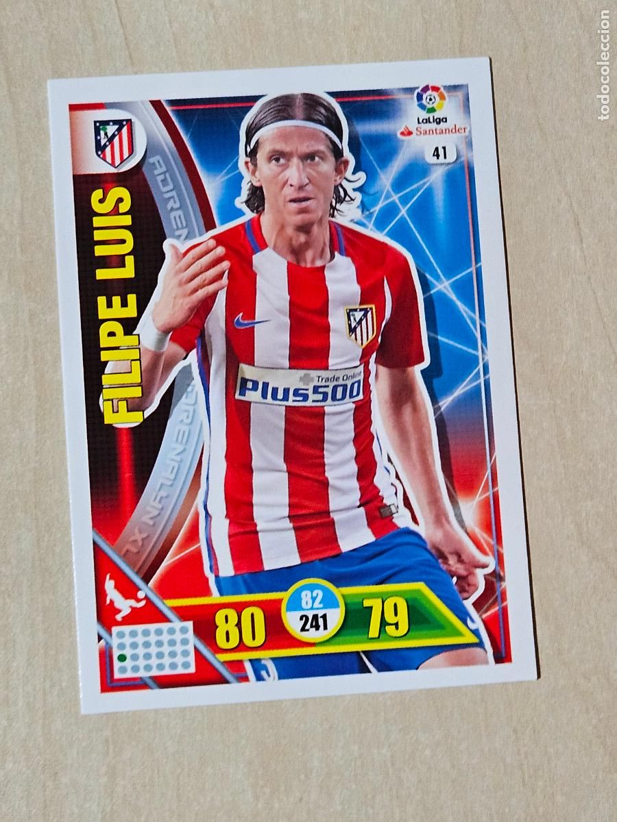 Football Stickers: FICHA N&ordm; 41 FILIPE LUIS - ADRENALYN 16 17 - PANINI 2016 - 17 - CROMO - ATLETICO DE MADRID