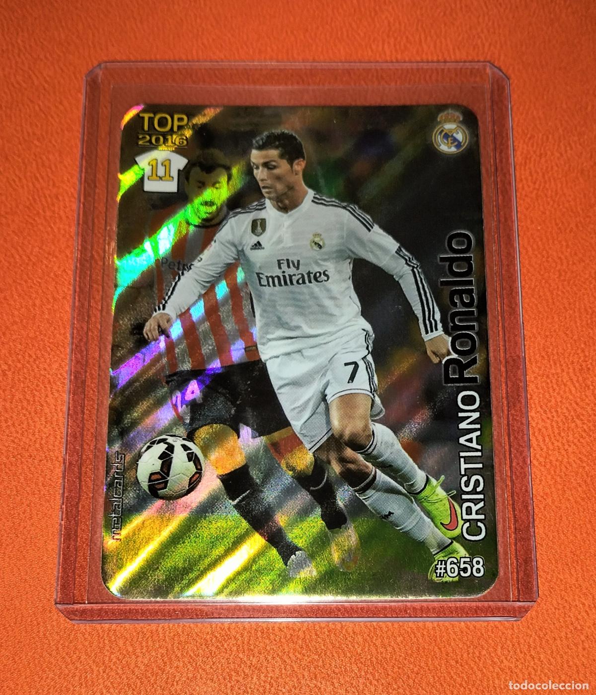 Cartes &agrave; collectionner de Football: 658 CRISTIANO RONALDO TOP METALCARDS VERSION RAYAS REAL MADRID MUNDICROMO QUIZ 2015 2016 15 16
