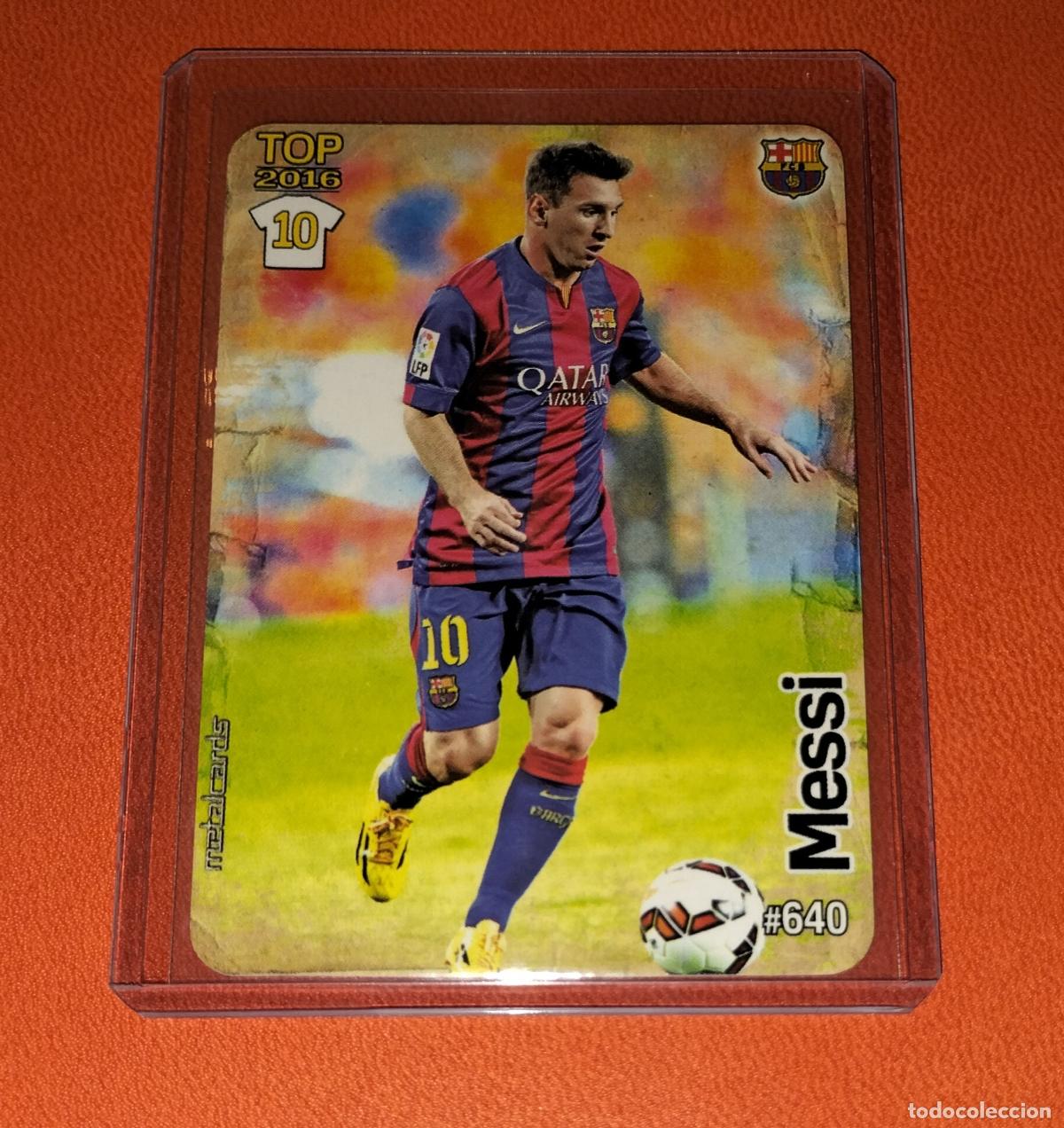 Cromos de f&uacute;tbol: 640 LIONEL MESSI METALCARDS TOP VERSION MATE BARCELONA CARD MUNDICROMO QUIZ 2015 2016 15 16