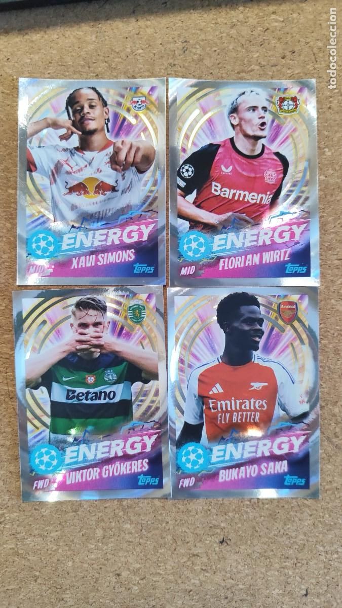 Cromos de Futebol: UEFA CHAMPIONS LEAGUE 2024/25 STICKER LOTE 4 STICKERS ENERGY # TOPPS