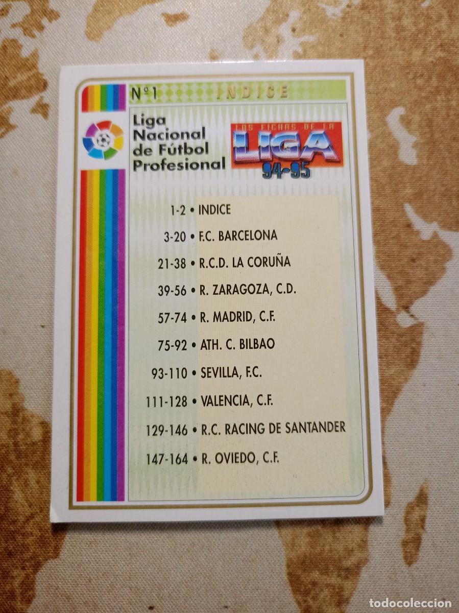 Fu&szlig;ball-Sticker: &Iacute;ndice 1 Mundicromo las fichas de la liga 1994-95