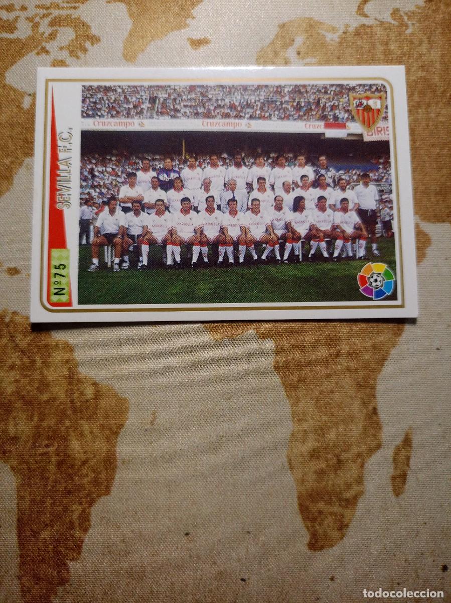 Cromos de f&uacute;tbol: Sevilla 75 PLANTILLA ERROR N&Uacute;MERO (75 en vez de 93) Mundicromo las fichas de la liga 1994-95