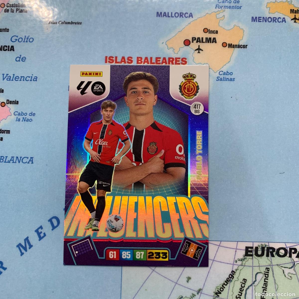 Cromos de f&uacute;tbol: Pablo Torre Influencers n&uacute;mero 417 Bis del Mallorca adrenalyn XL 25-26-2025-2026