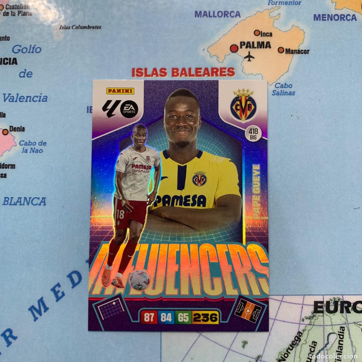 Cromos de f&uacute;tbol: Pape Gueye Influencers n&uacute;mero 418 Bis del Villarreal cromo adrenalyn XL 25-26-2025-2026